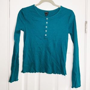 Long Sleeve Ribbed Henley